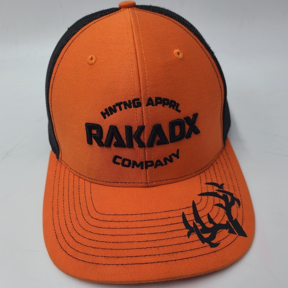 RakAdx Hat Snapback Trucker Mesh‎ Orange Black Rack Addicts Outdoors Hunt Deer